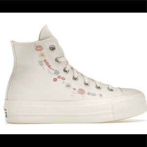 Converse - platform embroidered floral hi top size 6.5. New
